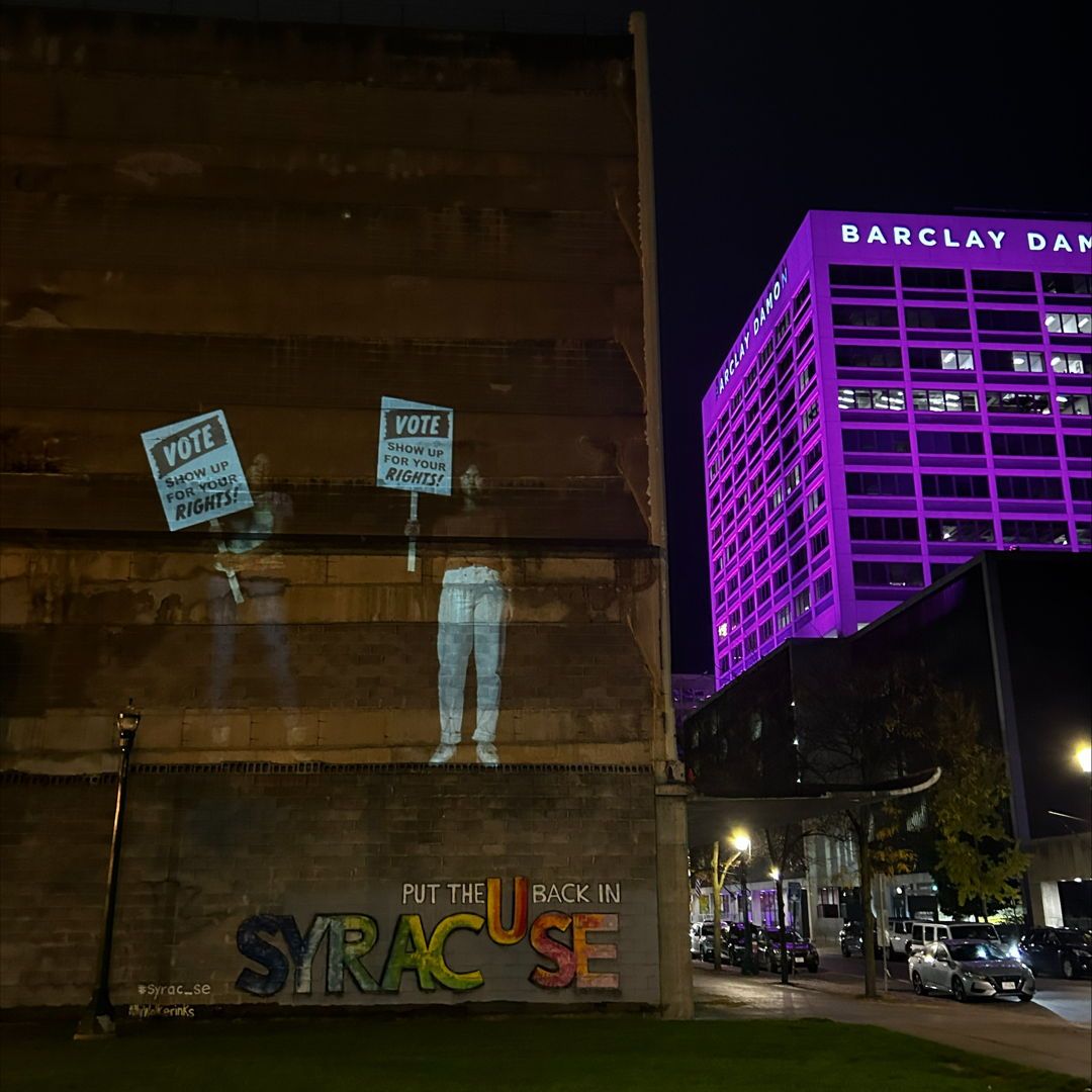 nylcv's tweet photo. It was fantastic to see this incredible #ProjectYourVote display in Syracuse last week!

New Yorkers, don't forget that Election Day is TOMORROW! If you haven't voted yet, November 5th is your last chance to exercise your rights and make your voices heard! https://t.co/uZvVWdzhnc