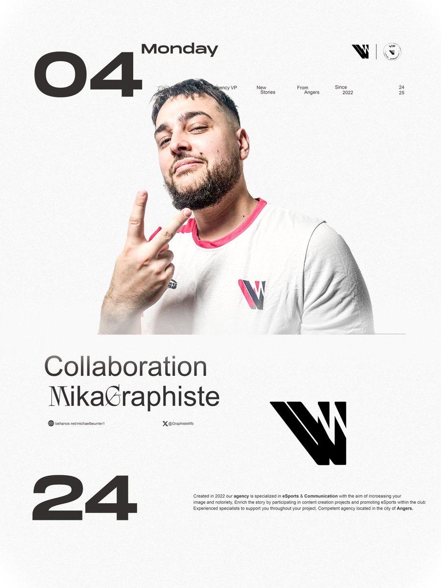 AGENCE VP PROJECT (@agency_vp) on Twitter photo Heureux de vous présenter notre nouvelle #collaboration avec <a href="/GraphisteMb/">MIKA Graphiste</a> 🤍
Il prendra en charge notre pôle #graphisme pour le #merchandising
Merci à lui pour la confiance 🤝 Heureux de vous présenter notre nouvelle #collaboration avec <a href="/GraphisteMb/">MIKA Graphiste</a> 🤍
Il prendra en charge notre pôle #graphisme pour le #merchandising
Merci à lui pour la confiance 🤝