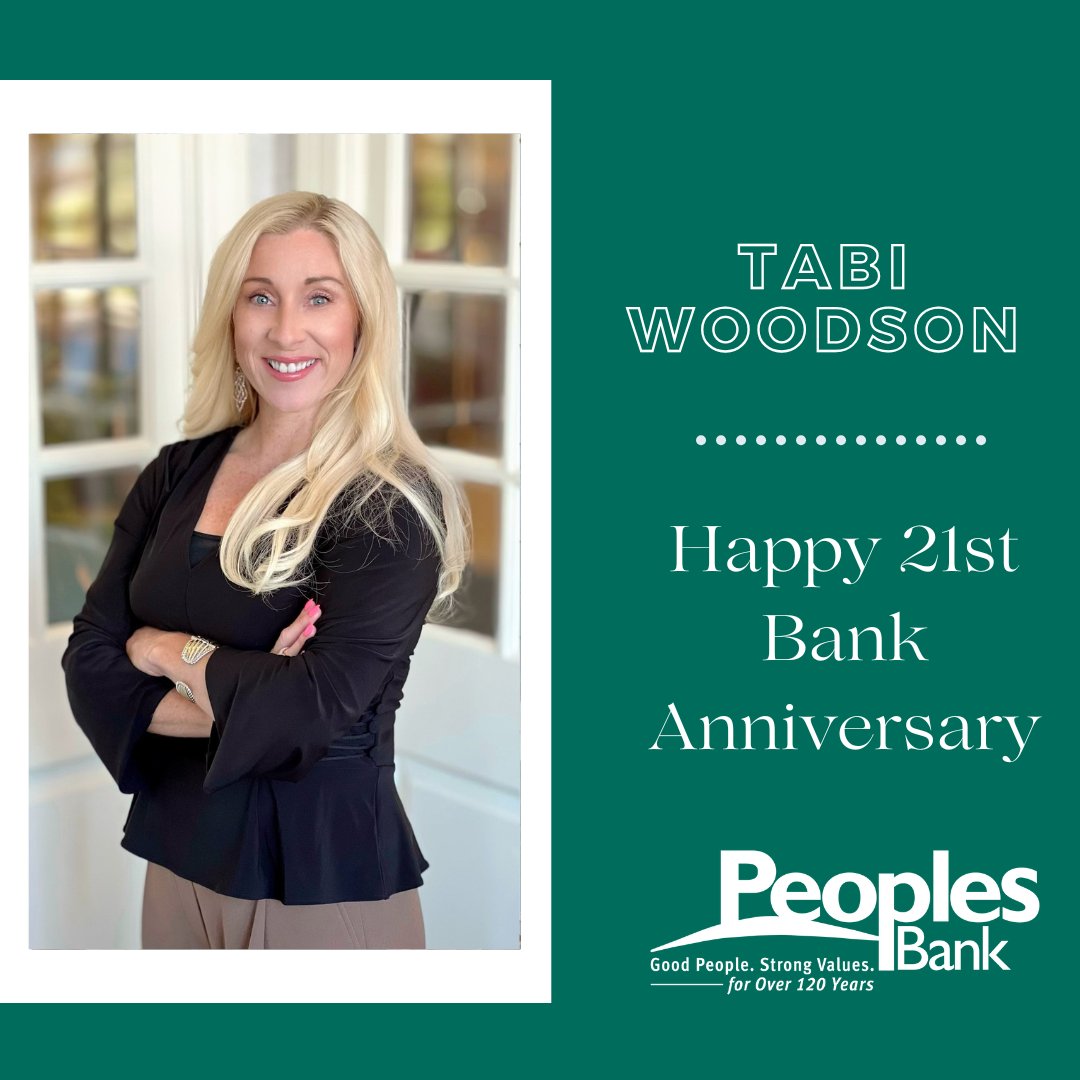 PeoplesBk's tweet photo. 🎉👏 Happy 21st Anniversary, Tabi!👏🎉
Your dedication, hard work, and positive attitude have made a significant impact on our team and our customers. Thank you for everything you do. Here's to many more years of success together! https://t.co/nrzpM1IWxY