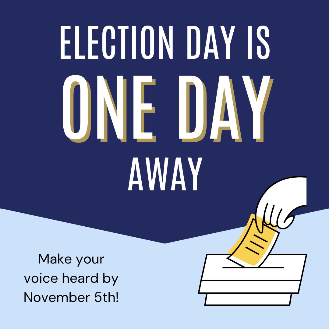 Tomorrow is the last day to let your voice be heard 🗳️🗣️ Make your voting plan and get to the polls! 866-OUR-VOTE is here to support you in ensuring you’re able to cast your ballot and have that vote counted #DemocracyIsOnTheLine #ElectionProtection