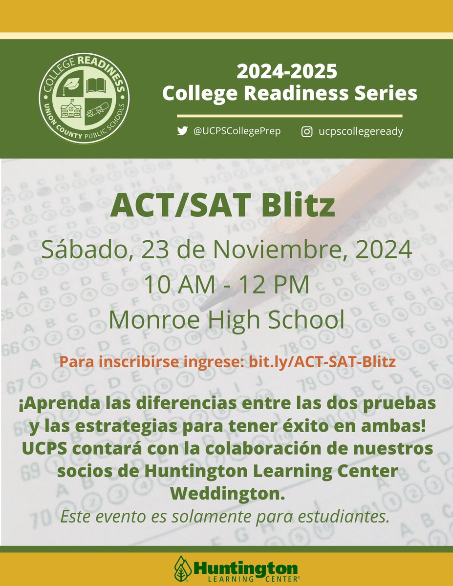 Exams may seem like one huge effort, but they’re the culmination of a series of much smaller efforts. Join us for an effort! Register bit.ly/ACT-SAT-Blitz <a href="/UCPSNC/">Union County Public Schools</a> <a href="/AGHoulihan/">Andrew G. Houlihan</a> <a href="/SusanRodgersS4/">Susan Rodgers</a> #TeamUCPS