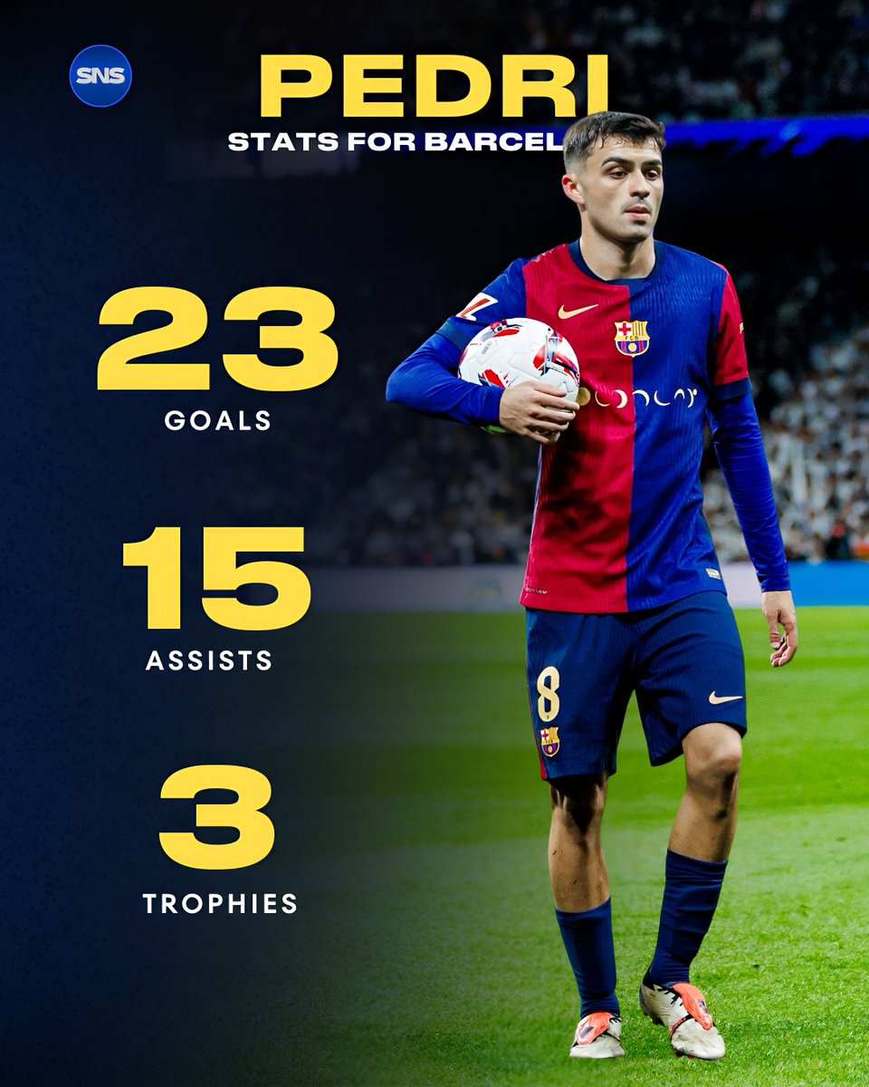 🇪🇸 Pedri Gonzalez' stats with Barcelona: ⚽️ 23 goals 🎯 15 assists 🏆 3  trophies Baller! ⭐