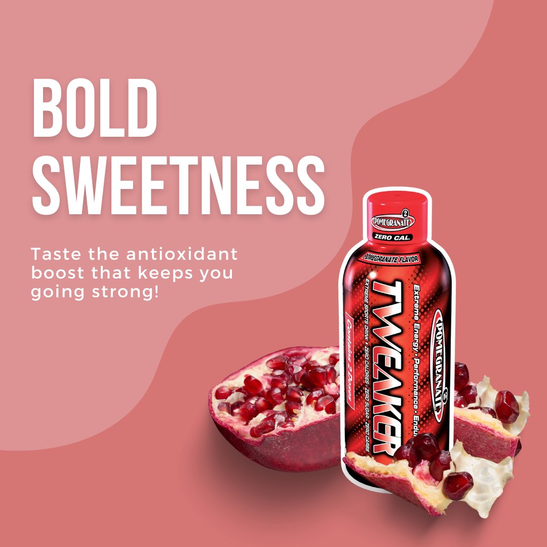 Power up with a burst of bold pomegranate! 🚀✨ Tweaker Energy Shot gives you that clean, focused energy boost to tackle anything your day throws at you. 💥🍃 Grab yours and feel the difference! #StayFocused #TweakerEnergy #PomegranatePower #FuelYourDay