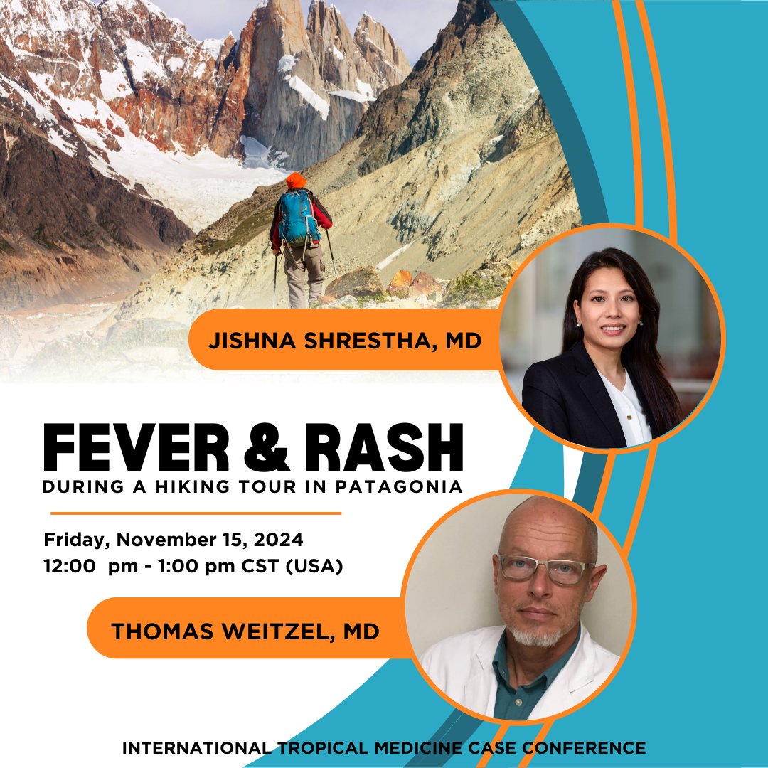 BCM Clinician Resources (@bcmcme) on Twitter photo 🗓️Mark your calendar for Nov 15th!
Dr. Thomas Weitzel from <a href="/UDD_cl/">UDD</a> and Dr. Jishna Shrestha from <a href="/bcmhouston/">BCMHouston</a> will be presenting at the for the International Tropical Medicine Case Conference. Join us on zoom!
--> bit.ly/4fygl9e
<a href="/BCM_TropMed/">BCM_TropMed</a> <a href="/EvaClarkMD/">Eva Clark</a> <a href="/JillWeather/">Jill Weatherhead, MD, PhD</a> 🗓️Mark your calendar for Nov 15th!
Dr. Thomas Weitzel from <a href="/UDD_cl/">UDD</a> and Dr. Jishna Shrestha from <a href="/bcmhouston/">BCMHouston</a> will be presenting at the for the International Tropical Medicine Case Conference. Join us on zoom!
--> bit.ly/4fygl9e
<a href="/BCM_TropMed/">BCM_TropMed</a> <a href="/EvaClarkMD/">Eva Clark</a> <a href="/JillWeather/">Jill Weatherhead, MD, PhD</a>