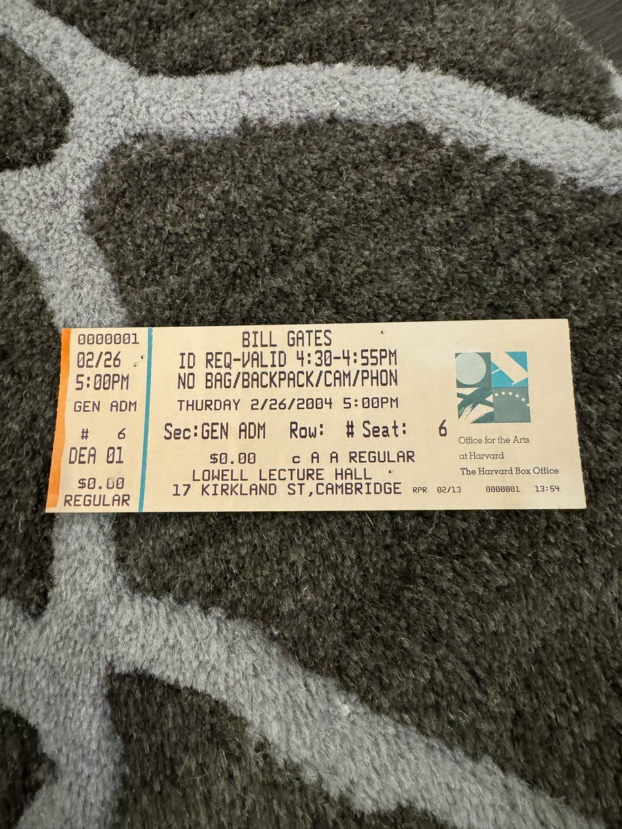 Colleen McCreary (@chiefpplofficer) on Twitter photo I am a total <a href="/AcquiredFM/">Acquired Podcast</a> fangirl but I always chuckle when people mention <a href="/BillGates/">Bill Gates</a> speaking at Harvard when Mark Zuckerberg was a student. Ironically held on to the ticket. I am a total <a href="/AcquiredFM/">Acquired Podcast</a> fangirl but I always chuckle when people mention <a href="/BillGates/">Bill Gates</a> speaking at Harvard when Mark Zuckerberg was a student. Ironically held on to the ticket.