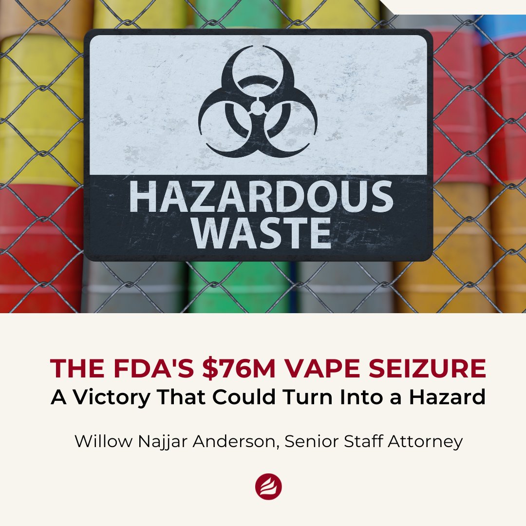 Public Health Law Center (@phealthlawctr) on Twitter photo The <a href="/US_FDA/">U.S. FDA</a>'s recent seizure of illegal e-cigs marks a victory in the fight against unauthorized tobacco products. Yet, a critical question remains: how will these seized products be disposed of safely? Get more insights from our Willow Anderson here: publichealthlawcenter.org/commentary/241… The <a href="/US_FDA/">U.S. FDA</a>'s recent seizure of illegal e-cigs marks a victory in the fight against unauthorized tobacco products. Yet, a critical question remains: how will these seized products be disposed of safely? Get more insights from our Willow Anderson here: publichealthlawcenter.org/commentary/241…