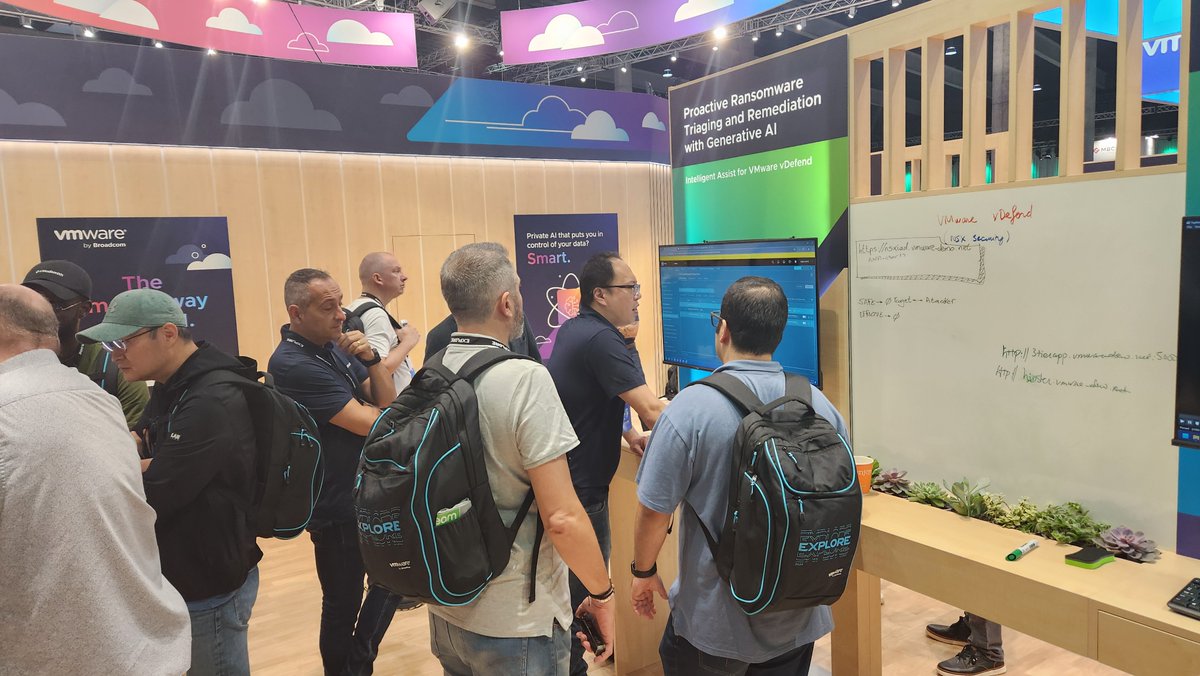 AviNetworks's tweet image. Check out our team in action at @VMwareExplore 2024 Barcelona:
Fan Lo demoing Project Cypress.
Dan Watson whiteboarding innovative solutions for the Avi Load Balancer.
Ionut Pirva explaining the powerful features of VMware vDefend at our booth.

#ProjectCypress #AviLoadBalancer