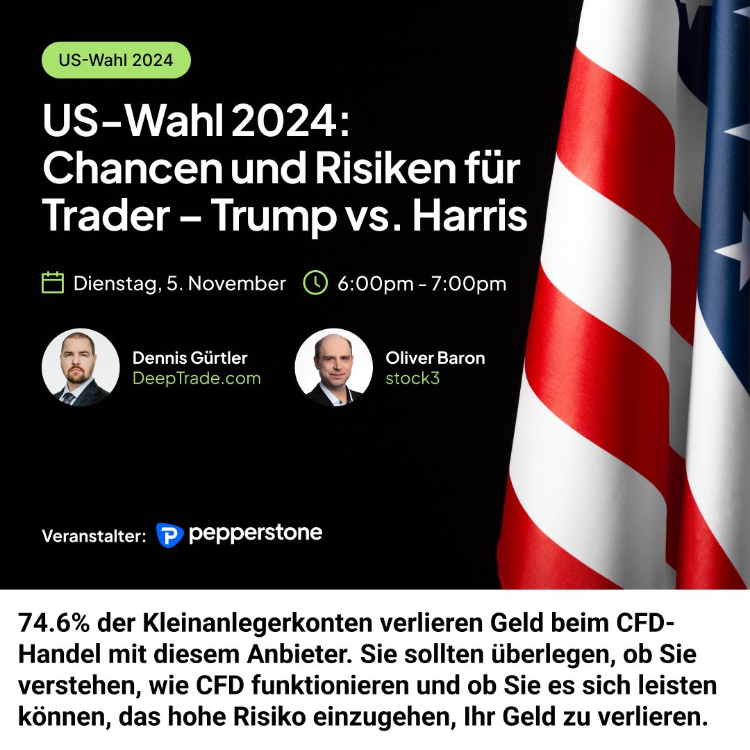 scalptrading's tweet image. ANMELDUNG: register.gotowebinar.com/register/58515…
US-Wahl 2024: Chancen und Risiken für Trader – Trump vs. Harris
Dienstag, 5. November 2024, 18:00 - 19:00 CET
#AKTIEN #STOCKS #TRADING #TRUMP #HARRIS