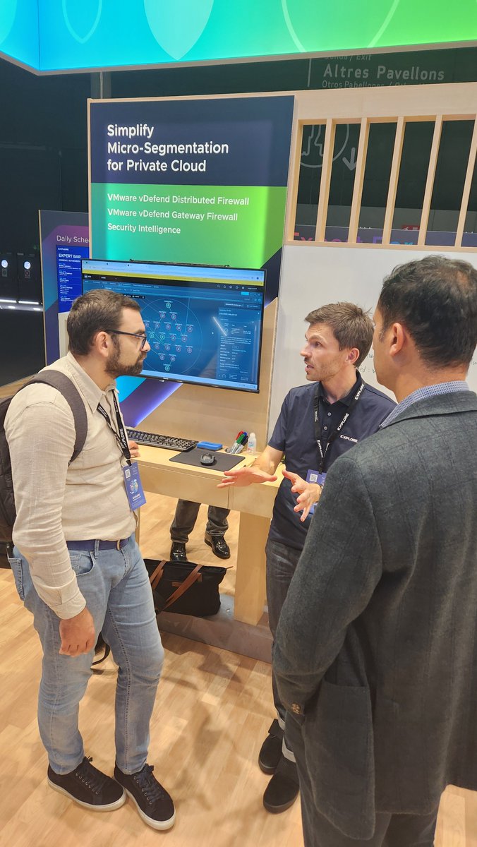 AviNetworks's tweet image. Check out our team in action at @VMwareExplore 2024 Barcelona:
Fan Lo demoing Project Cypress.
Dan Watson whiteboarding innovative solutions for the Avi Load Balancer.
Ionut Pirva explaining the powerful features of VMware vDefend at our booth.

#ProjectCypress #AviLoadBalancer