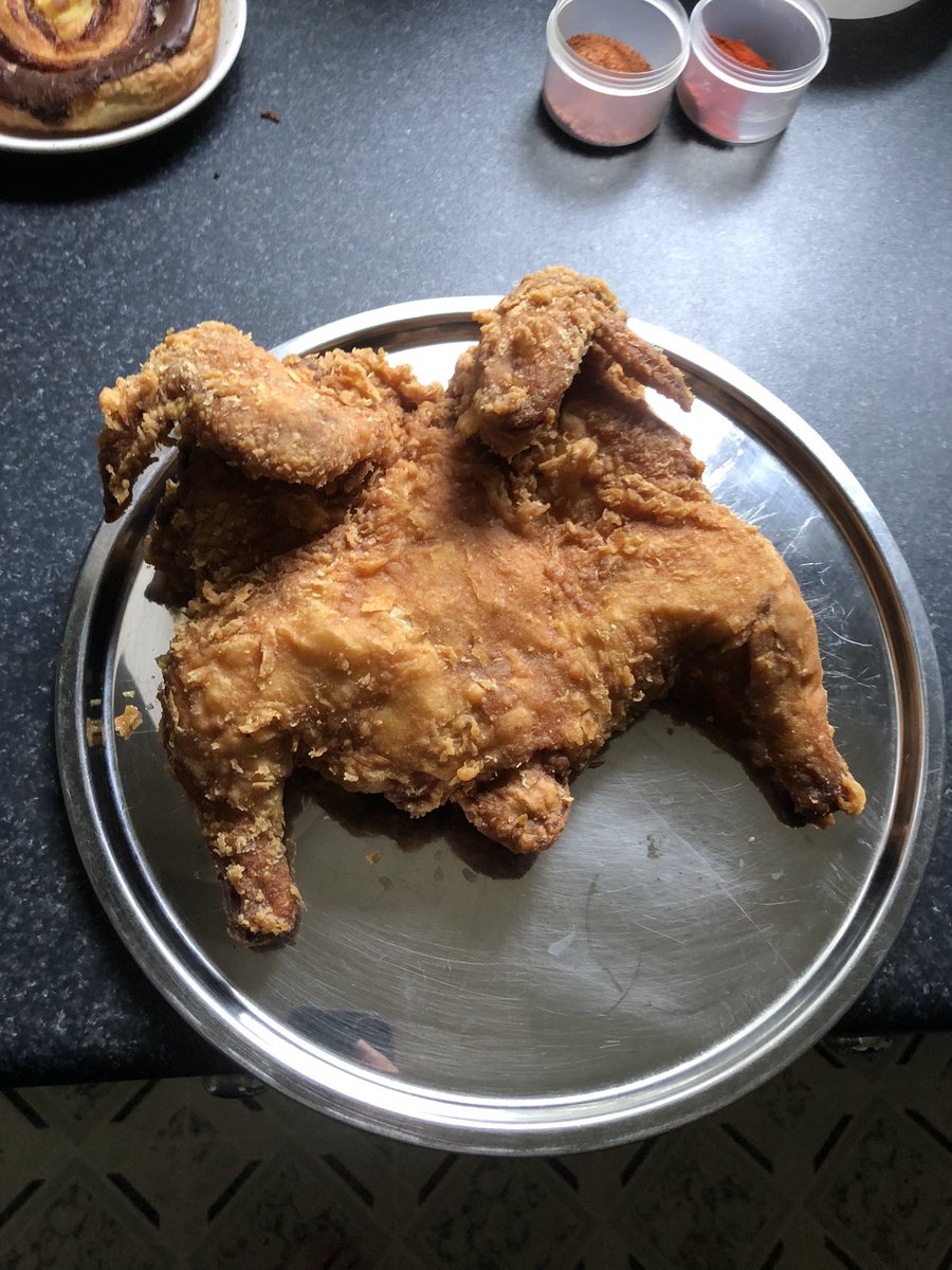 Check it out, we got a Instagram/TikTok trending T&amp;T fully fried chicken!!! Only 6 months after the trend is over. 

It was tasty, but annoying to cut into segments.