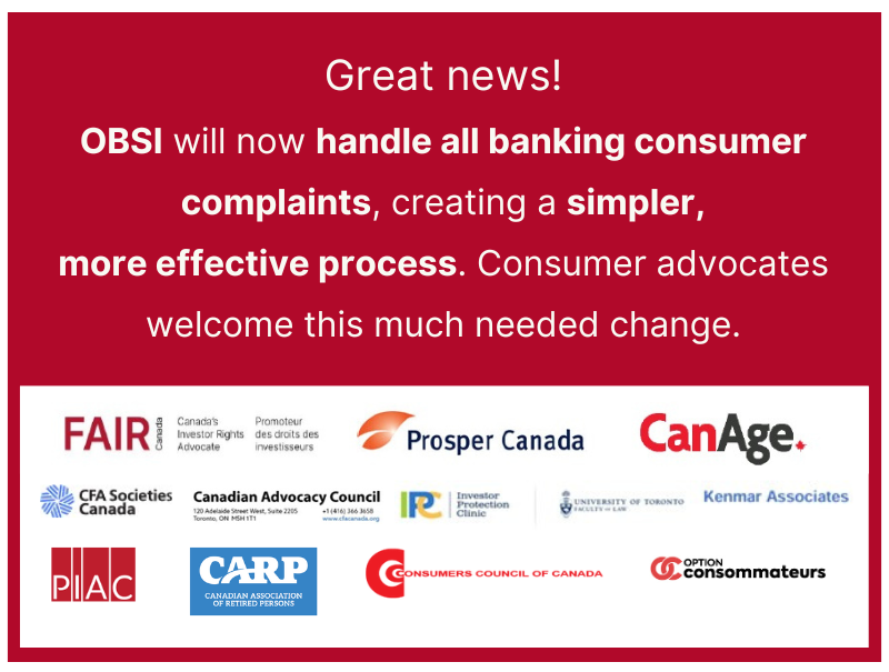 FAIR Canada (@faircanada) on Twitter photo Canadian financial consumers can start enjoying an easier, simpler process when trying to resolve banking disputes. Starting November 1, <a href="/Ombudsman_OBSI/">OBSI / OSBI</a> is handling all banking complaints. To find out how to file a complaint, check out FAIR Canadaās āGetting Your Money Back: An Canadian financial consumers can start enjoying an easier, simpler process when trying to resolve banking disputes. Starting November 1, <a href="/Ombudsman_OBSI/">OBSI / OSBI</a> is handling all banking complaints. To find out how to file a complaint, check out FAIR Canadaās āGetting Your Money Back: An