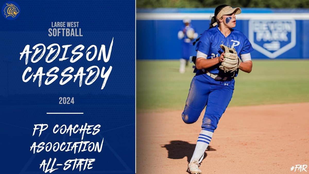 🚨🚨🚨 
CONGRATS to 1 of our 3 ALL-STATERS, <a href="/addison_cassady/">Addison Cassady</a>!    All 3 players were selected as 1st Team &amp; will start for the Large West in the All-State game in June!

Addison Cassady-Middle Infield 

#FAR