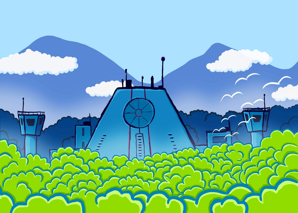 Early concept art for the Facility, look like old school sci-fi military base. I guess that was what I had in mind at first, the I wanted to add a little more mistery and otherworldly feeling, I like the tower tho.
#gamedev #indiedev