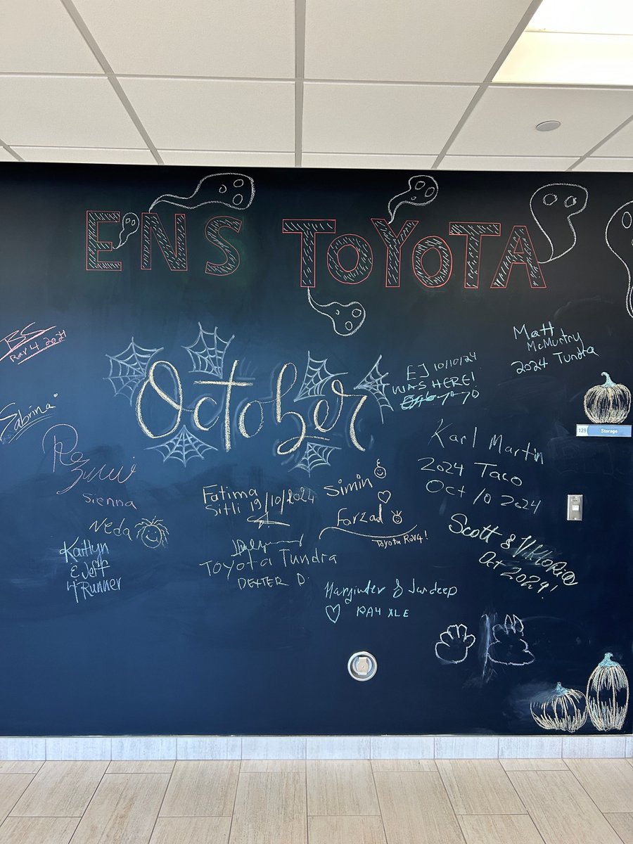 Here’s a look at October’s Customer Delivery Wall! 🚗✨ 

Each month, we celebrate new Toyota journeys with signatures from happy owners. 

Welcome to the Ens family! 

#ItsTimeToToyota #EnsToyota #EnsAuto #YXE