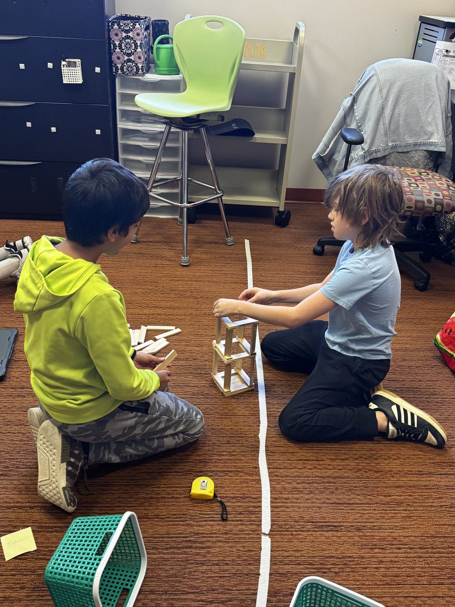 HancockMayfield's tweet photo. After building their @KEVAplanks tower the students had to make a video using @Screencastify Submit to show their final tower and measure it on video!! #TeamHancock #SynergyRocks #ElememtarySTEM https://t.co/0X4DAwEfqm