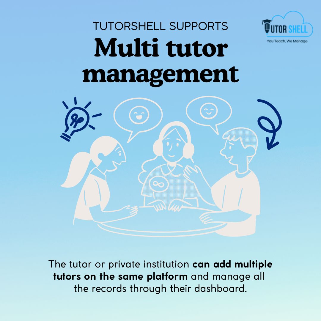 tutorshell's tweet image. Whether you’re a solo tutor or a private institution, easily add multiple tutors on a single platform and keep track of all sessions, schedules, and records in one convenient dashboard. #TutorShell #MultiTutorManagement #EfficientTeaching #EdTech #EducationSolutions #TutorSupport