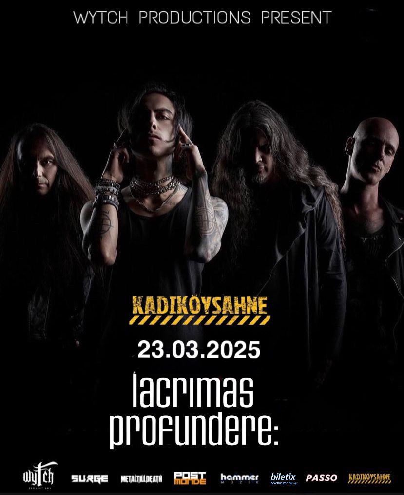 wytchproduction's tweet photo. Wytch Productions Sunar:

Gotik rock ve doom metal türleriyle tanınan Lacrimas Profundere 23 Mart Pazar günü Kadıköy Sahnede !

Biletler @biletix ve @passo_com_tr’de satışta.

🎫 Fiziksel biletler @HammerMuzik’te satışta. https://t.co/5Jv4uYPiMA