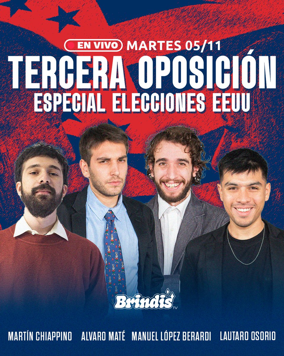 🇺🇸APÁTRIDA OPOSICIÓN🗳

📺Este martes, desde las 19 horas, Tercera reporta, analiza y lamenta las ELECCIONES PRESIDENCIALES DE EEUU 🗽

🎙Análisis, invitados, y el minuto a minuto de la elección que ACABARÁ CON OCCIDENTE, o lo volverá más tonto. ✈ 🏢🏢