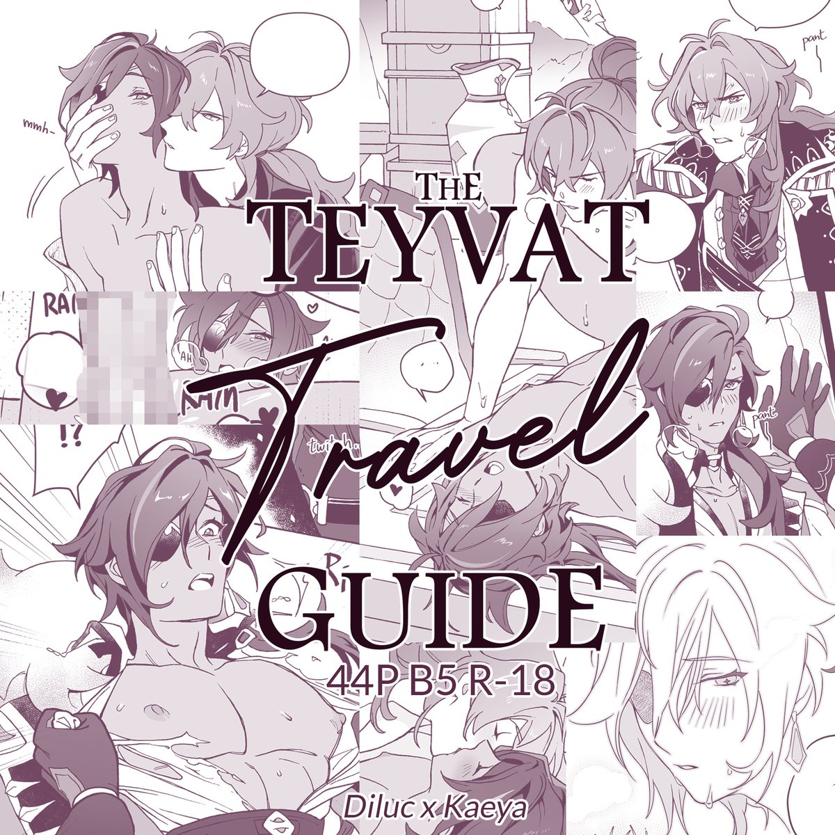 My new Diluc x Kaeya book is ready! It will debut at Y/Con Paris this weekend. It's a 44 pages fanbook about Diluc and Kaeya's (sexy) travels around Teyvat. It also includes two guest artworks and a fic. It's a very explicit book 😳 Please look forward to it. #luckae #ディルガイ