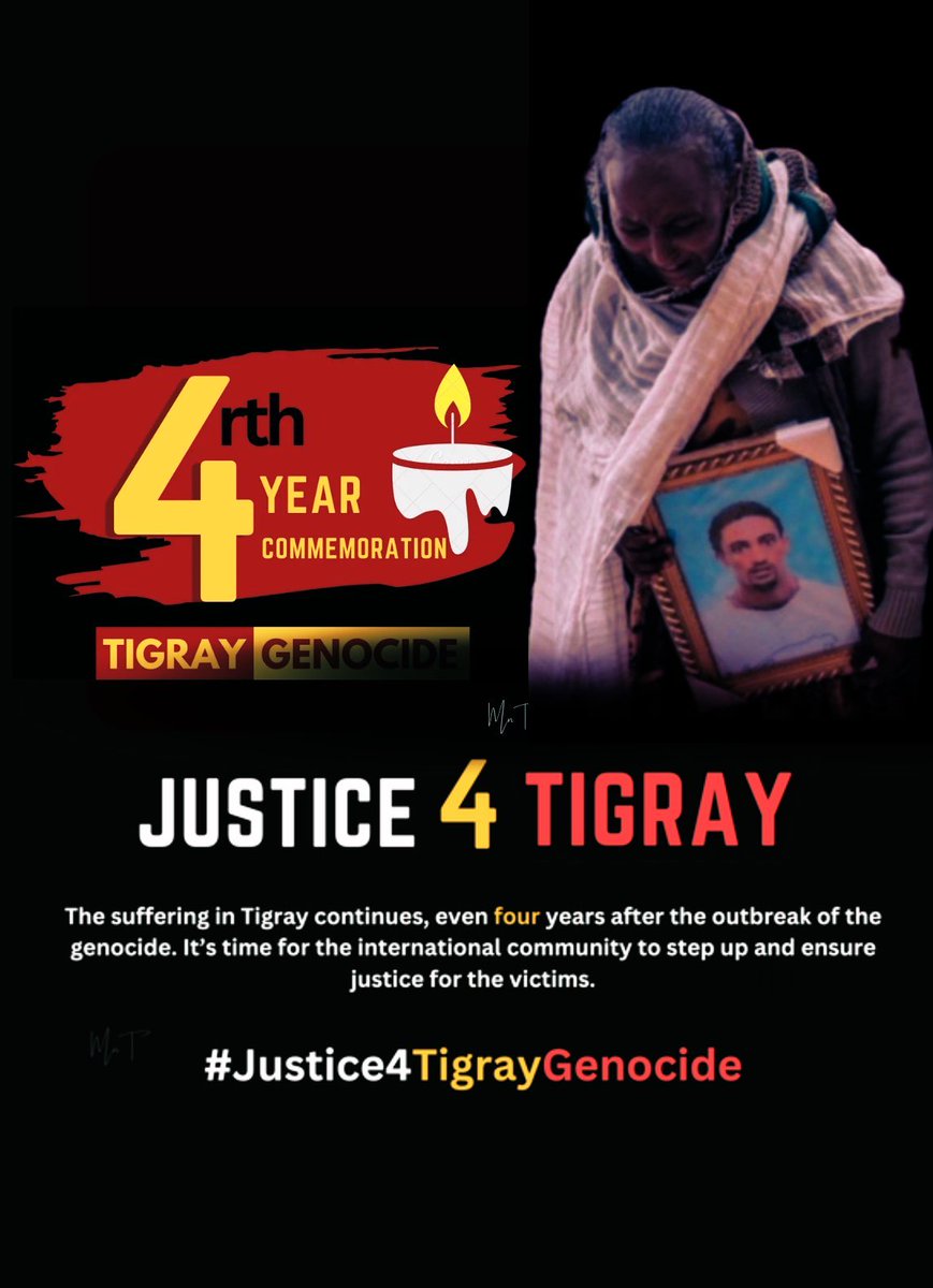 Senita_Se's tweet photo. Today marks 4 years since the #TigrayGenocide began and it  has left deep scars—1 million dead, 140k abused. 

♦️We can’t let these lives be forgotten. Justice is overdue. 

#Justice4TigrayGenocide 

@UNOAU_ @StateDept @LemkinInstitute 
 @EUCouncil @UN_HRC @UNFPA @UNGeneva https://t.co/lGbqcKUJBD
