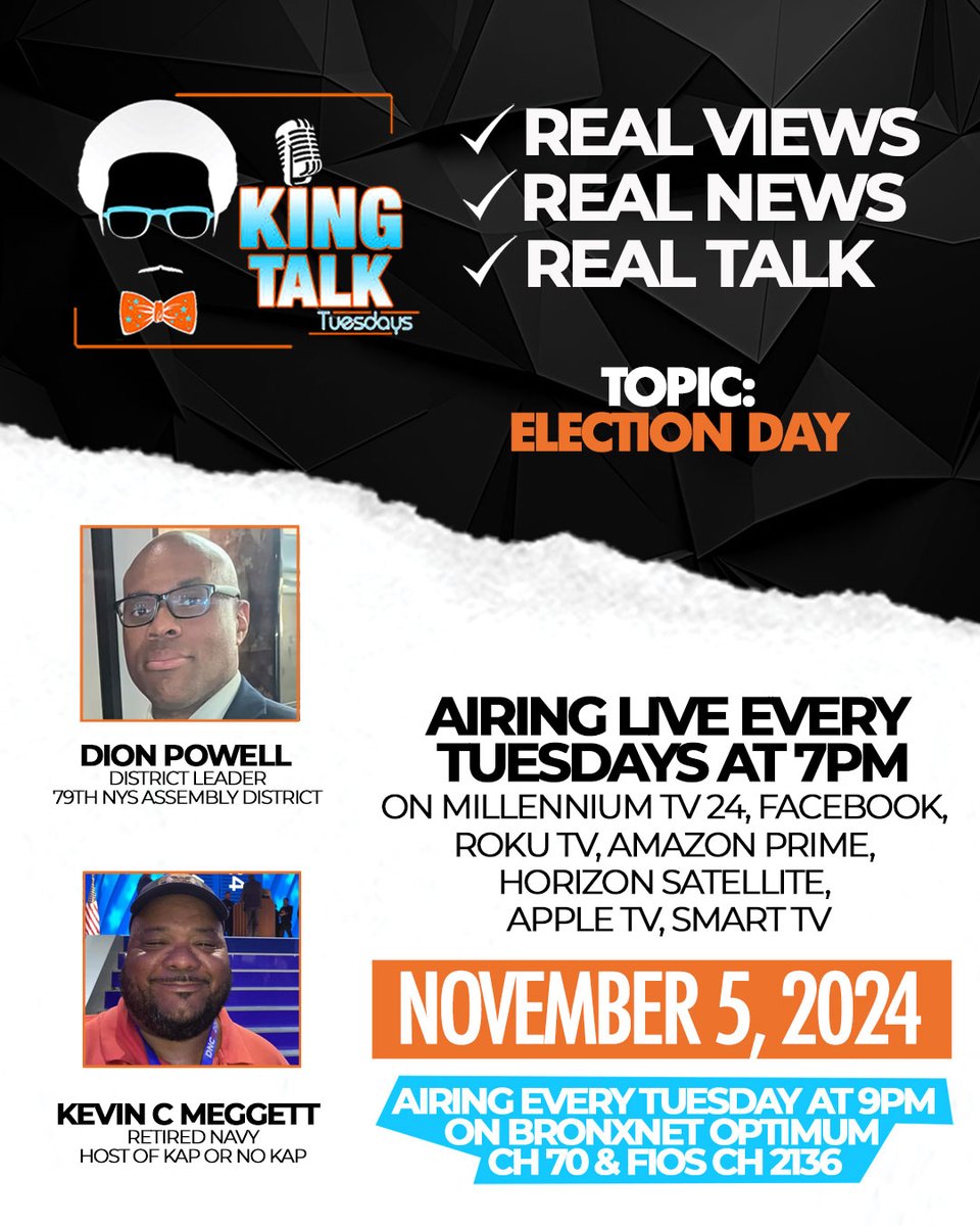 King Talk Tuesdays (@king_tuesdays) on Twitter photo Good evening, THIS IS IT! TOMORROW is KING TALK TUESDAYS at 7 pm and ELECTION DAY. Join us. It's going to be filled with truth and other stuff. <a href="/AndyKingNYC/">Andy King</a> <a href="/FoxNews/">Fox News</a>
<a href="/IngrahamAngle/">Laura Ingraham</a> <a href="/TinaForteUSA/">Tina Forte for Congress</a>
<a href="/CNN/">CNN</a>
<a href="/CNBC/">CNBC</a> <a href="/TheDemocrats/">Democrats</a>
<a href="/SenateGOP/">Senate Republicans</a> <a href="/NYCTCP/">Teacher Leadership NYC Public Schools</a> <a href="/GloriaPazmino/">Gloria Pazmino</a>
m.facebook.com/AndyKingDistri… Good evening, THIS IS IT! TOMORROW is KING TALK TUESDAYS at 7 pm and ELECTION DAY. Join us. It's going to be filled with truth and other stuff. <a href="/AndyKingNYC/">Andy King</a> <a href="/FoxNews/">Fox News</a>
<a href="/IngrahamAngle/">Laura Ingraham</a> <a href="/TinaForteUSA/">Tina Forte for Congress</a>
<a href="/CNN/">CNN</a>
<a href="/CNBC/">CNBC</a> <a href="/TheDemocrats/">Democrats</a>
<a href="/SenateGOP/">Senate Republicans</a> <a href="/NYCTCP/">Teacher Leadership NYC Public Schools</a> <a href="/GloriaPazmino/">Gloria Pazmino</a>
m.facebook.com/AndyKingDistri…