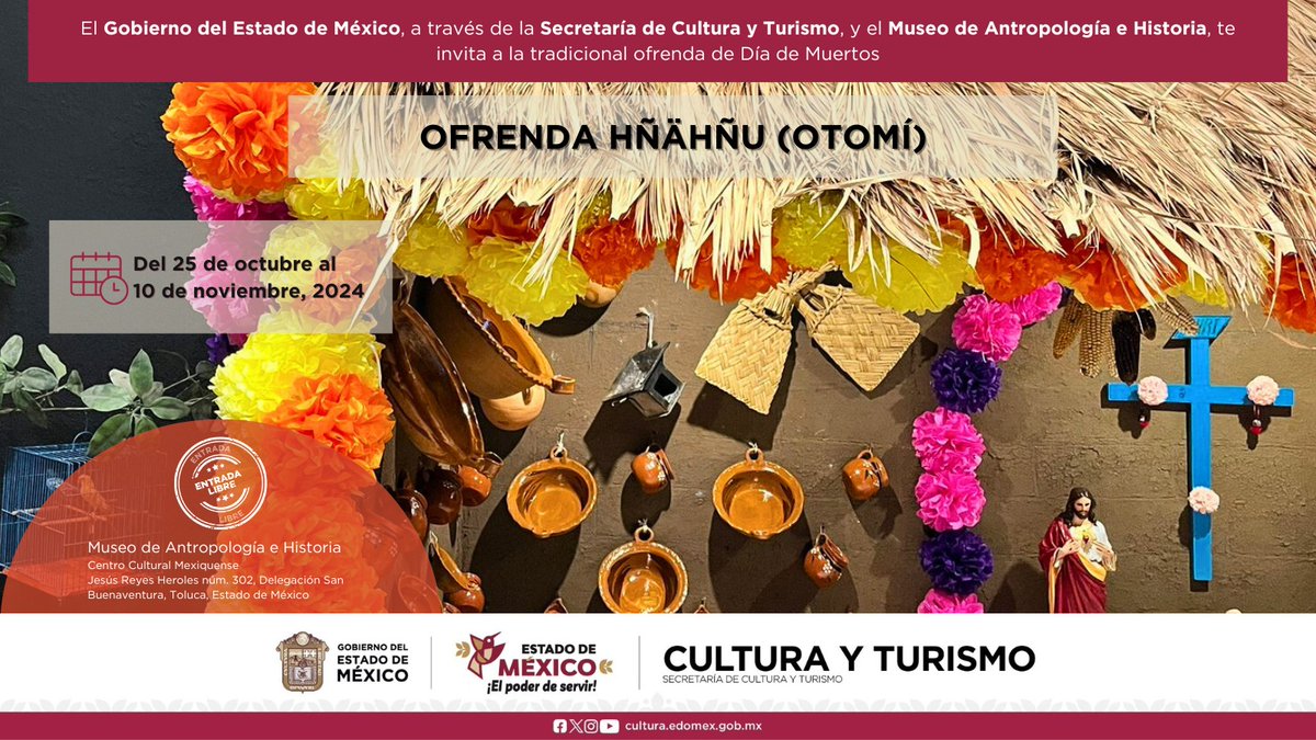 MAHedomex's tweet photo. 💀🌼🌸🕯🕯

Todavía puedes conocer de cerca nuestra tradicional Ofrenda de Día de Muertos, la cual estará en exhibición hasta el 10 de noviembre.

¡Te esperamos! https://t.co/SPrjTsY1LF