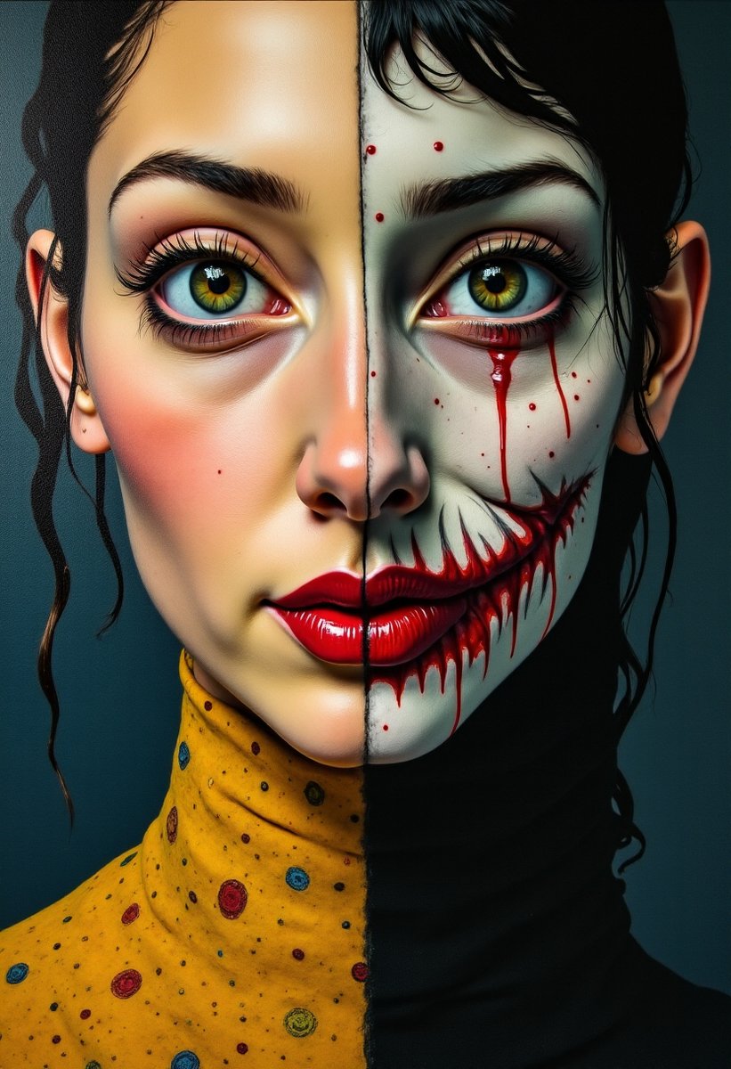 zero2zedGaming's tweet photo. The Monster Within
#ai #aiart #aiartcommunity #aiartworks #digitalart #generativeai #generativeart #artificialintelligence #splitportrait #splitpersonality #evilwithin #monsterwithin #portraits https://t.co/QGx3mQ5FMB
