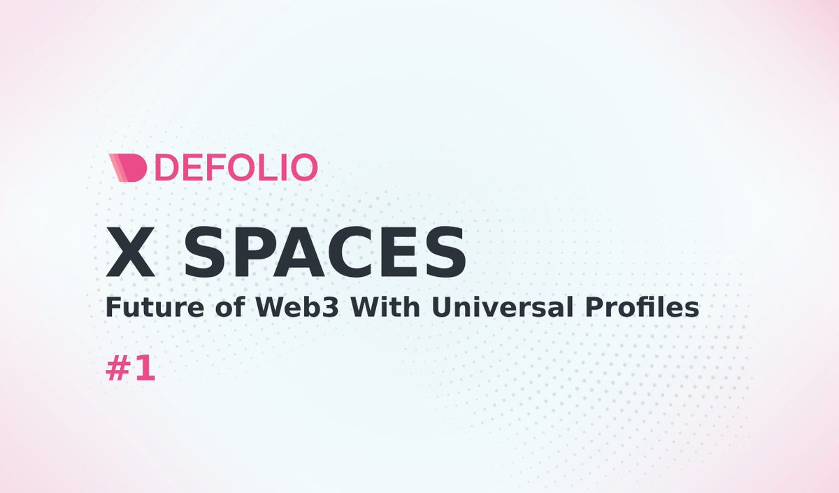 🎙️ LIVE SPACES ALERT: Future of Web3 With Universal Profiles

Imagine social platforms where your profile, followers &amp; connections are portable across ALL dApps 🤯

Set a reminder👇

x.com/i/spaces/1dRKZ…