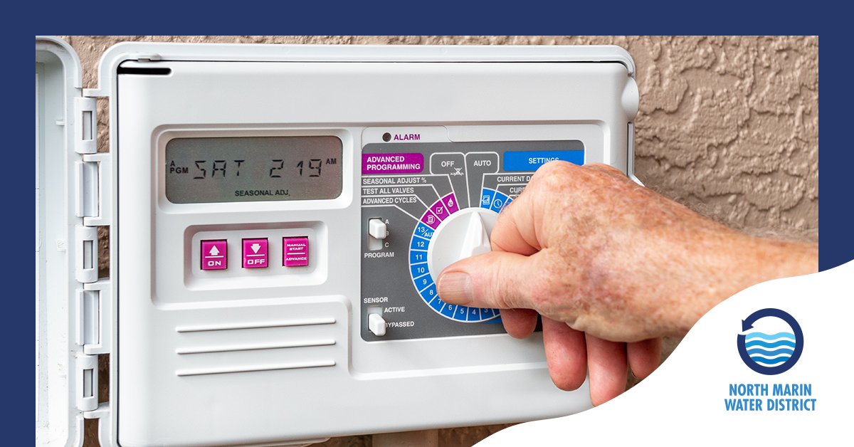 NorthMarinWater's tweet image. Reminder, the clocks turned back yesterday! Don’t forget to adjust your water irrigation controller or smart controller with the new time change. The best time to water outdoors is before sunrise and/or after sunset.  #watertips