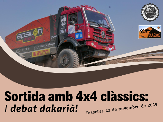 Inscripcions disponibles al web del Clàssic!

Tornen les activitats dels 4x4 Clàsscis... i ho fan amb una jornada ben completa. Sortida off road, dinar i taula-debat amb ponents de luxe per parlar del Dakar moderada per Pep Vila.