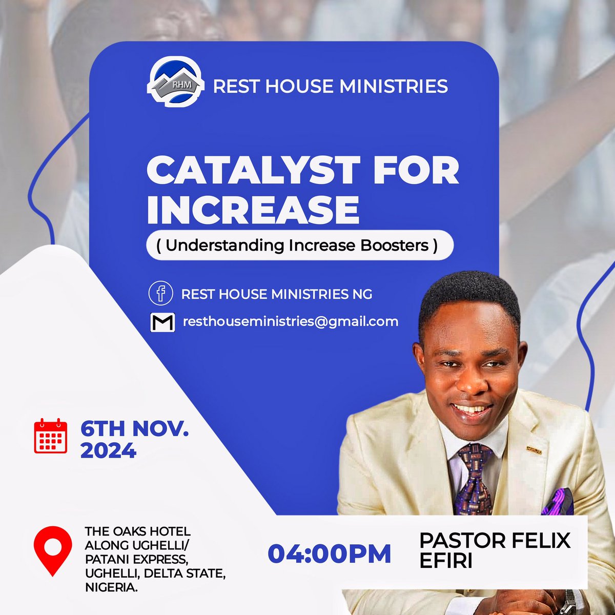 PstFelix4's tweet photo. This Wednesday. JOIN US if you live within and around Ughelli. #Increase https://t.co/WmBZnOSqHe