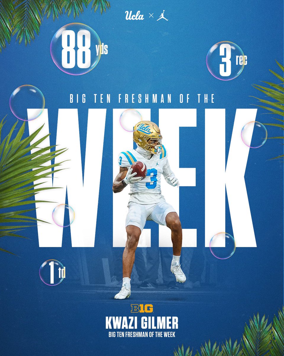 UCLA Football (@uclafootball) on Twitter photo Kwazi Gilmer (<a href="/Masterkwazi/">Kwazi gilmer</a>) is your <a href="/BigTen/">Big Ten Conference</a> Freshman of the Week! 💪
ℹ️: ucla.in/4foxr9O
#GoBruins Kwazi Gilmer (<a href="/Masterkwazi/">Kwazi gilmer</a>) is your <a href="/BigTen/">Big Ten Conference</a> Freshman of the Week! 💪
ℹ️: ucla.in/4foxr9O
#GoBruins