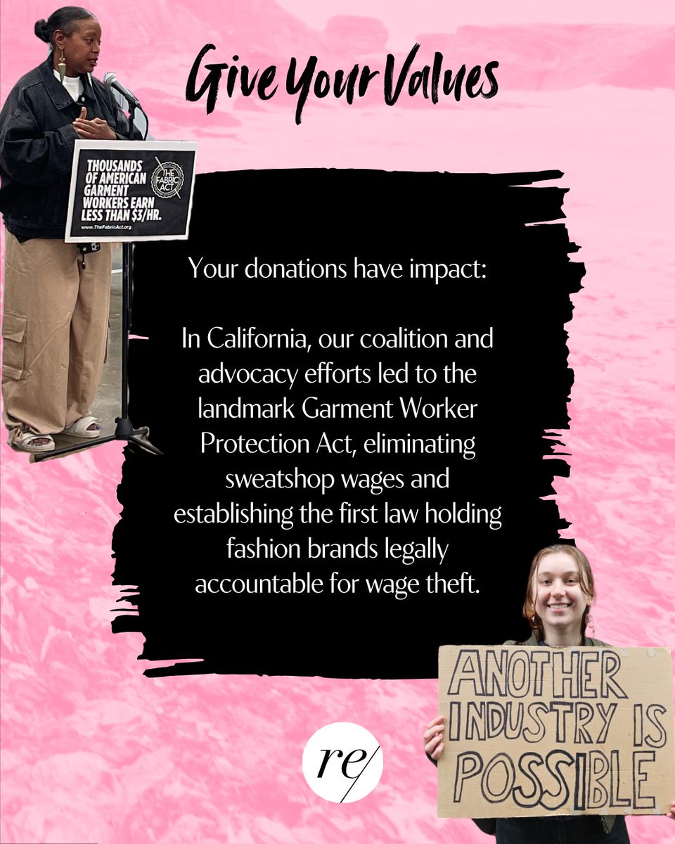 For the past 10 years, Remake has fought for the dignity &amp; rights of garment workers &amp; the planet. We operate off of donations to remain an independent watch dog. 

Help us remake the world for the people &amp; planet we all share. Every dollar counts: hubs.li/Q02WRls50 🌎✨