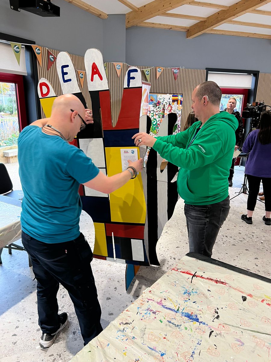 Some key moments from #weyayedeaffestival at the weekend. I step in as an emergency BBC soundman during an interview, Gary and I perform our song Two Worlds (vid to follow) and create the huge signing hands sculpture with <a href="/RealArtsWork/">Real Arts Workshops</a>
