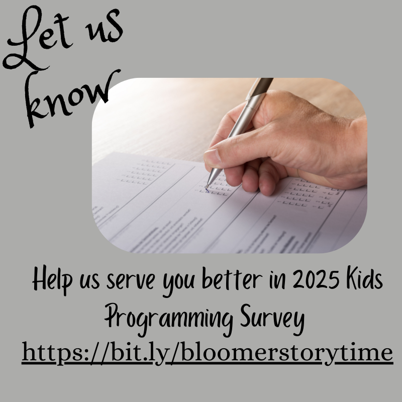 Bloomer_Pub_Lib's tweet photo. Share your thoughts about our future StoryTime/Toddler Time/After School Programming.
Changes are coming, and we want your input by completing the following survey.
https://t.co/HJgy26HSQm https://t.co/0j4vu1zpIK