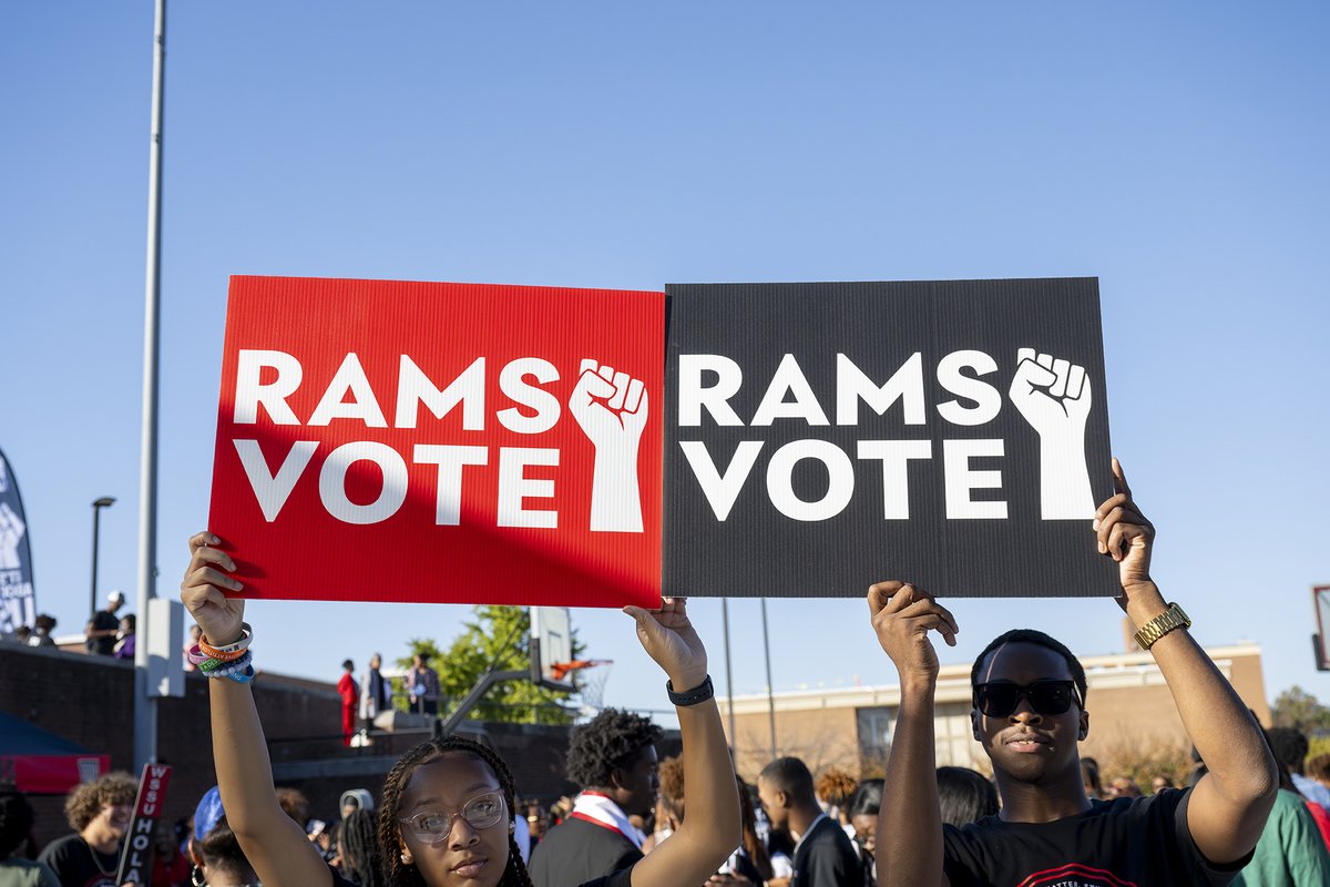 WSSURAMS's tweet photo. Students at Winston-Salem State University (WSSU) are number one for voter turnout so far among NC's 10 Historically Black Colleges and Universities (HBCUs), and they are outpacing the overall rate of turnout across the state. Read the full story: https://t.co/l46gSI442i https://t.co/NYGoJScJ2j