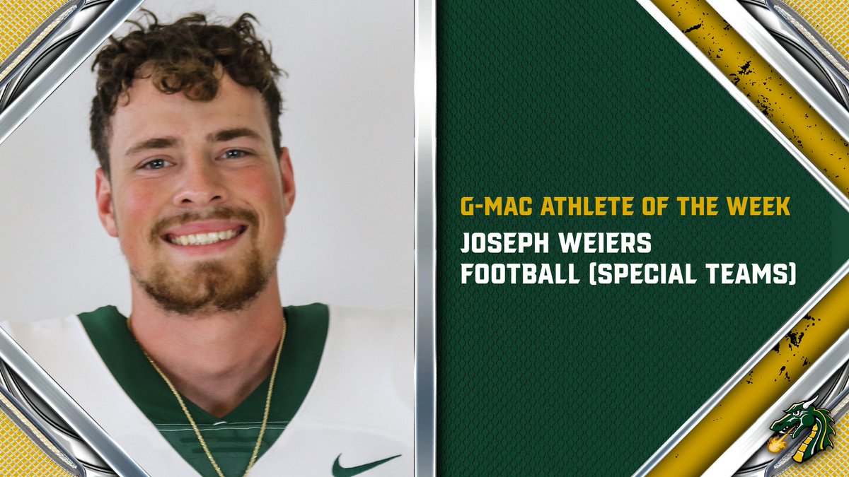 🏈FB: Congratulations to Joseph Weiers for being named the G-MAC Special Teams Athlete of the Week! 
<a href="/TUDragonFB/">Tiffin University Football</a> #GoGons #BeGreat