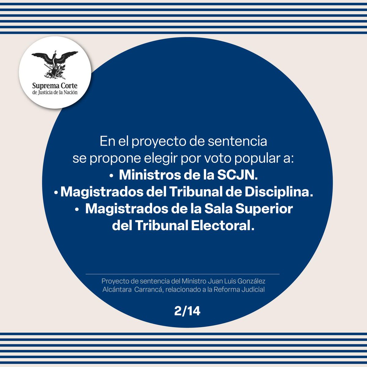 SCJN's tweet photo. Mañana #LaCorte analizará el Proyecto de sentencia del ministro Juan Luis González Alcántara Carrancá, relacionado con la #ReformaJudicial, ¿conoces en qué consiste? Te lo explicamos en este hilo 🧵1/4

Consulta el Proyecto aquí🔗https://t.co/sC5CBgj6gs https://t.co/MuhcG9FAtt