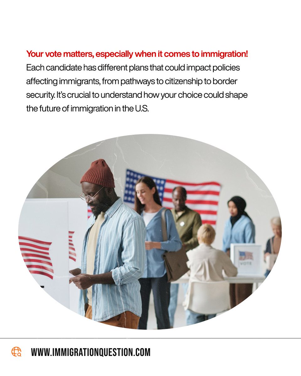 IMQuestionUSA's tweet photo. Your vote tomorrow will shape immigration policies impacting millions. 🗳️ Know each candidate’s stance to make an informed choice for the future. Need immigration help? 

FREE Registration ➡️ https://t.co/lNd3tGAAOZ

#Vote2024 #ElectionDay #ImmigrationQuestion https://t.co/Wxr0mtTsOE