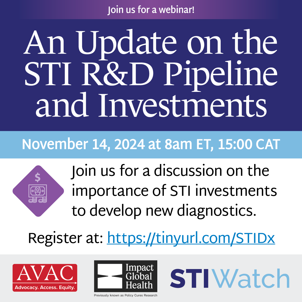 ✨10 days away from <a href="/HIVpxresearch/">AVAC</a> &amp; <a href="/imglobalhealth/">Impact Global Health</a> webinar on STI investments &amp; diagnostics! Will will be discussing the gonorrhea lateral flow assay that was published on earlier this year! A great time to learn about some of the new tools being developed to better detect STIs