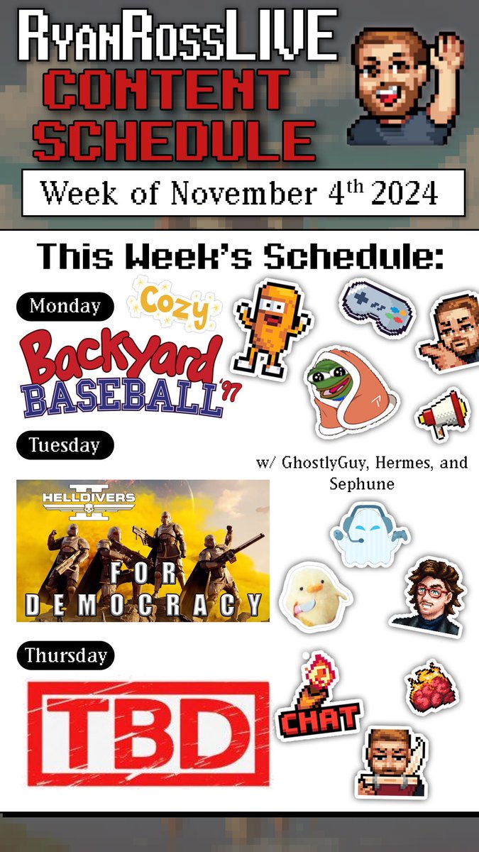This weeks schedule!
