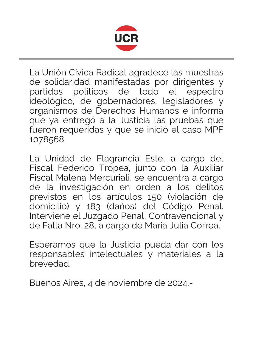 UCRNacional's tweet photo. #Comunicado | La UCR agradece las muestras de solidaridad manifestadas e informa que las pruebas se entregaron a la Justicia. https://t.co/piqNW0LXP3