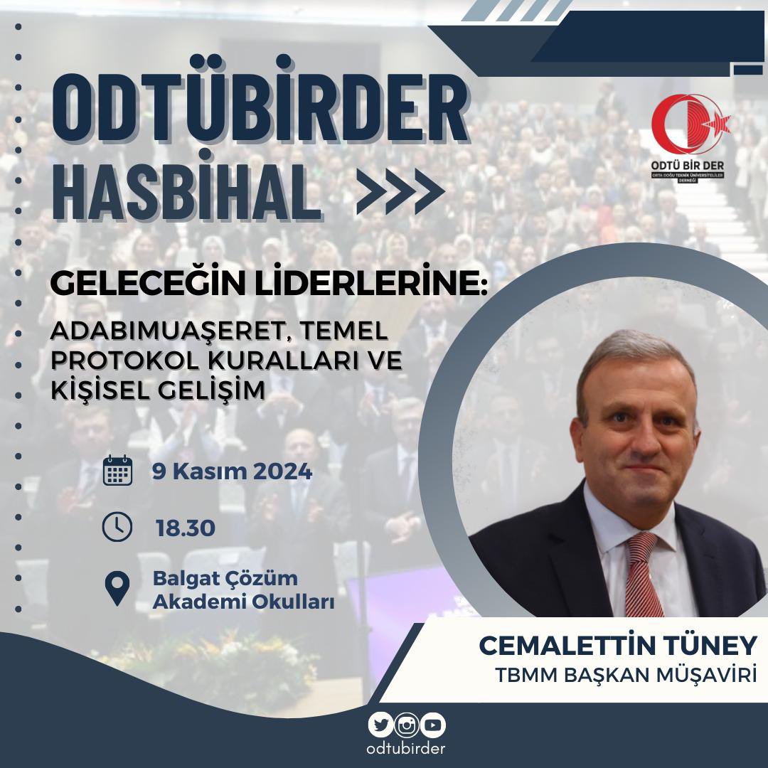 odtubirder's tweet photo. ODTÜBİRDER HASBİHAL

Saygıdeğer üyemiz @tbmmresmi Başkanlık Müşaviri & Eski Dış İlişkiler ve Protokol Başkanı Cemalettin Tüney (@ctuney) ile;
 
Geleceğin liderlerine adabımuaşeret, temel protokol kuralları ve kişisel gelişimleri konusunda yol göstererek, onların özellikle iş görüşmelerinde, sosyal etkinliklerde ve tüm platformlarda daha donanımlı, güvenilir ve saygın bir izlenim bırakmalarını sağlayacak kazanımlar edineceğimiz programımıza davetlisiniz.

Katılım için 👇🏻

https://t.co/gWNohNBG19

#odtübirder #odtü #metu