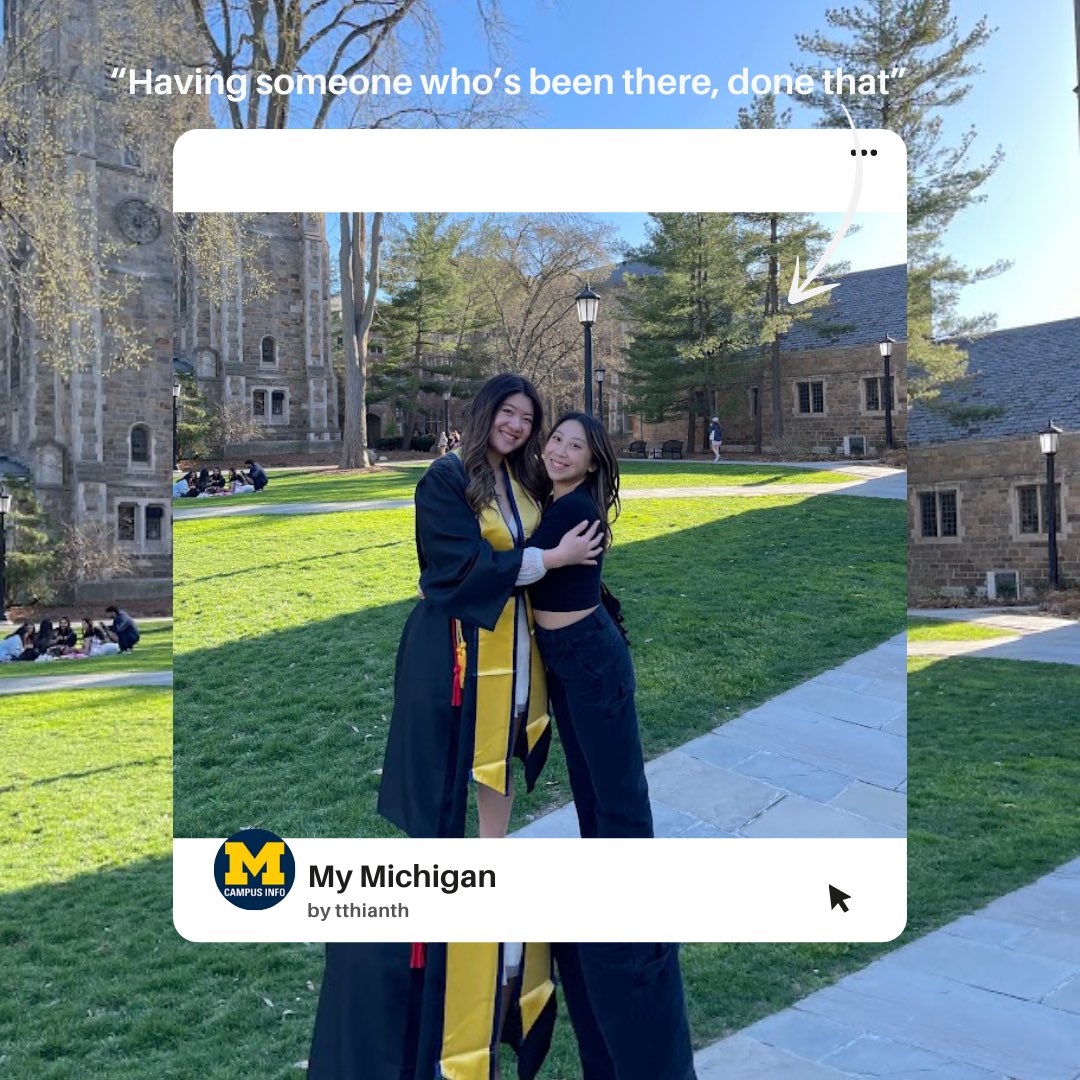 umichcampusinfo's tweet photo. In the last of our Victor Views | My Michigan series, Pearl talks about the benefits of having a student mentor who's "been there, done that." #ResNavs are standing by to connect you! Talk to us. https://t.co/TiiLReQ5Xh