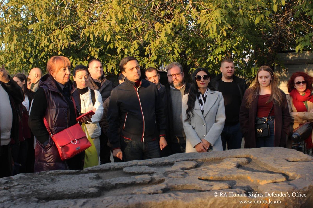 OmbudsArmenia's tweet photo. At the 20th anniversary conference of the HRDO, together w/ the participants we visited the historic Garni pagan temple. Representatives from over 15 CoE member states explored its significance. Proud to strengthen human rights! 🇦🇲 #HumanRights #CulturalHeritage https://t.co/EHTibbR7mz