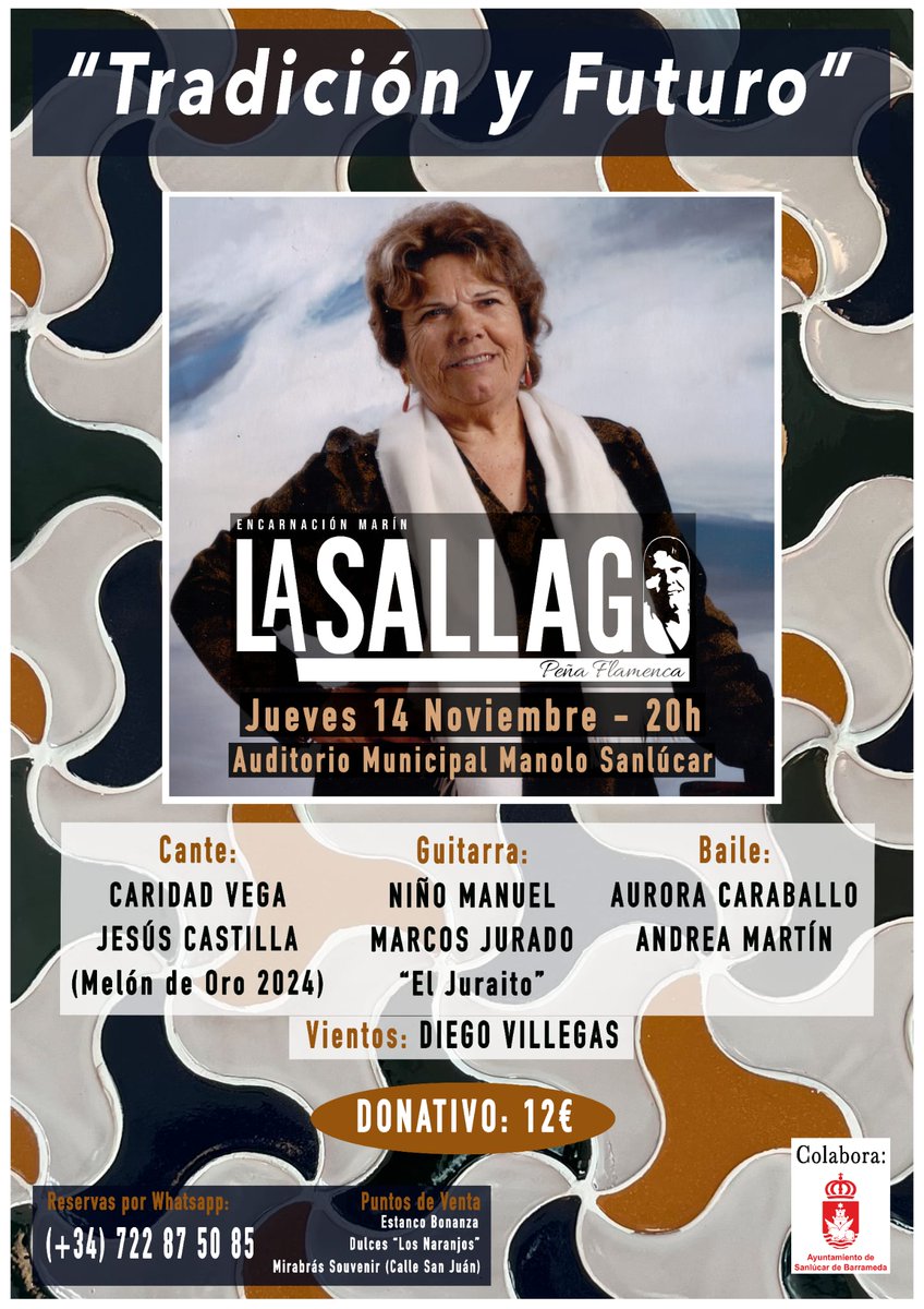 antoniosallago's tweet photo. 🔊AQUÍ TENÉIS EL CARTEL

Nos complace anunciar Tradición y Futuro, nuestro primer gran espectáculo, que reunirá a jóvenes promesas y artistas veteranos del flamenco en una noche inolvidable. 🌹

#TradiciónYFuturo #PeñaFlamencaLaSallago #Flamenco #LaSallago https://t.co/cwTANOFKo9