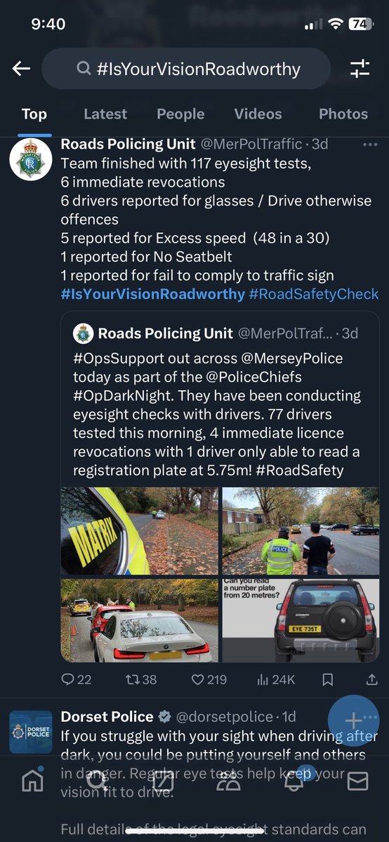 suerimaitis's tweet photo. Merseyside Police are out and about conducting roadside eyesight checks on drivers - results for day one are unbelievable - 
To help ensure your vision remains roadworthy get your eyes tested - it could save a life!!
@RoadPeace https://t.co/QKVoprqFPr