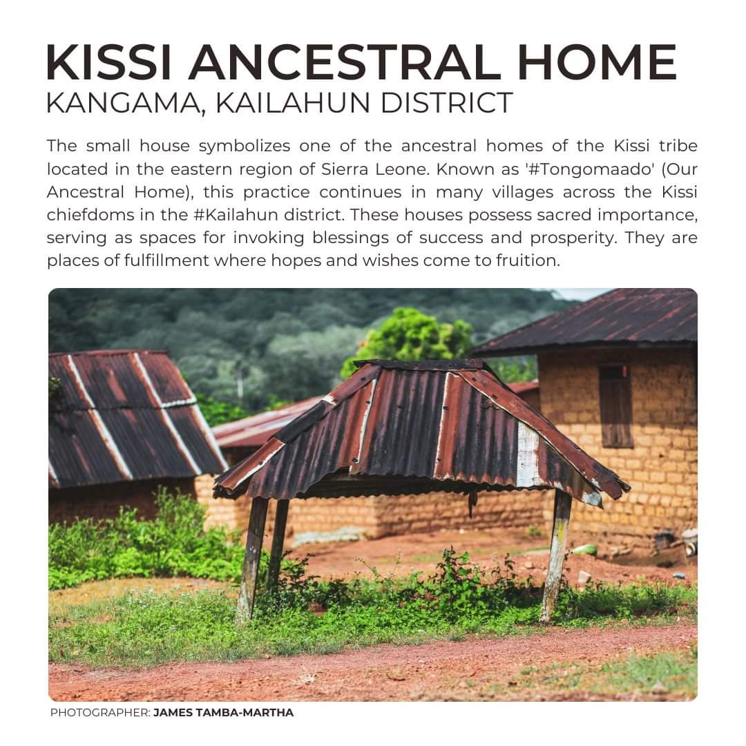 The small house symbolizes one of the ancestral homes of the #Kissi tribe located in the eastern region of Sierra Leone. Known as '#Tongomaado' (Our Ancestral Home), this practice continues in many villages across the Kissi chiefdoms in the #Kailahun district.