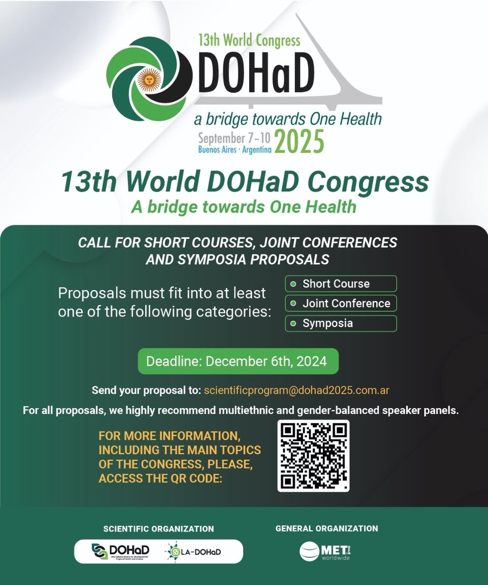 Latin American DOHaD Regional Society (@la_dohad) on Twitter photo New Deadline!!! Send us your proposals up to December 6th. <a href="/DOHaD_Society/">International DOHaD Society</a> <a href="/EuropeanDOHaD/">European DOHaD Society</a> <a href="/USDOHaD/">US DOHaD</a> <a href="/Dohadcanada/">DOHaD CANADA</a> <a href="/DOHaDAfrica/">DOHaDAfrica</a> <a href="/DOHaD_AR/">DOHaD Argentina</a> <a href="/BrasilDohad/">DOHaD Brasil</a> <a href="/DOHaDChile/">DOHaDChile</a> <a href="/DOHaD_Colombia/">DOHaDColombia</a> New Deadline!!! Send us your proposals up to December 6th. <a href="/DOHaD_Society/">International DOHaD Society</a> <a href="/EuropeanDOHaD/">European DOHaD Society</a> <a href="/USDOHaD/">US DOHaD</a> <a href="/Dohadcanada/">DOHaD CANADA</a> <a href="/DOHaDAfrica/">DOHaDAfrica</a> <a href="/DOHaD_AR/">DOHaD Argentina</a> <a href="/BrasilDohad/">DOHaD Brasil</a> <a href="/DOHaDChile/">DOHaDChile</a> <a href="/DOHaD_Colombia/">DOHaDColombia</a>