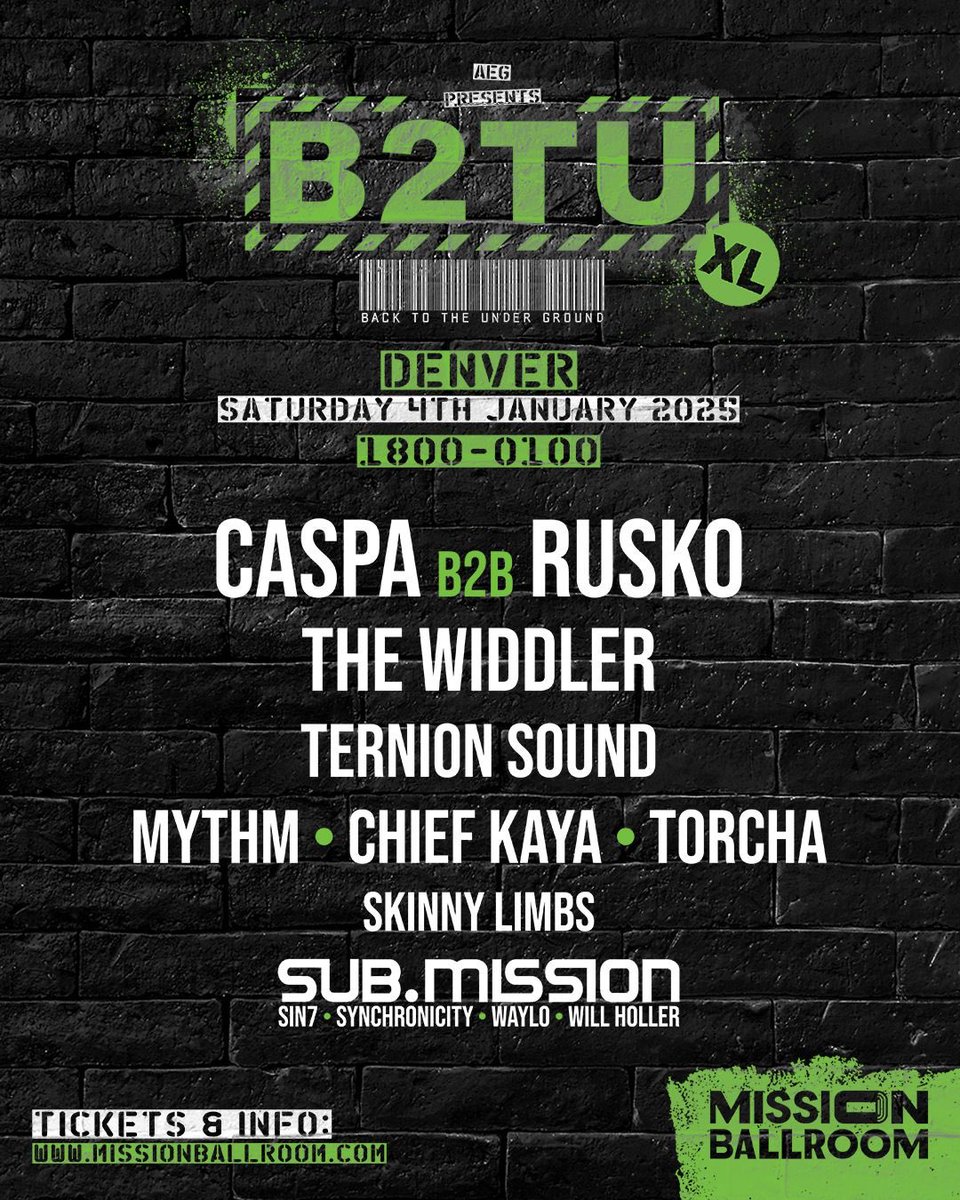 Welp the cats outta the bag! YA BOI IS PLAYING MISSION BALLROOM with Caspa, The Widdler, Ternion Sound, Mythm, Chief Kaya &amp; Torcha! To be part of such an inane show feels unreal! Massive shoutout to Caspa for the opportunity. This is wild!!!!